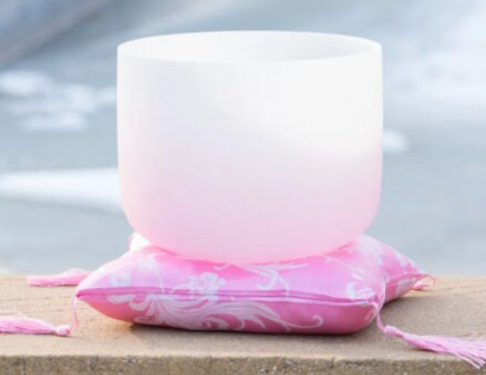 L79 - 8 Inch Gradient Pink Crystal Frosted Quartz Singing Bowl