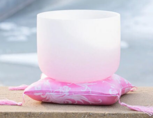 L79 - 8 Inch Gradient Pink Crystal Frosted Quartz Singing Bowl