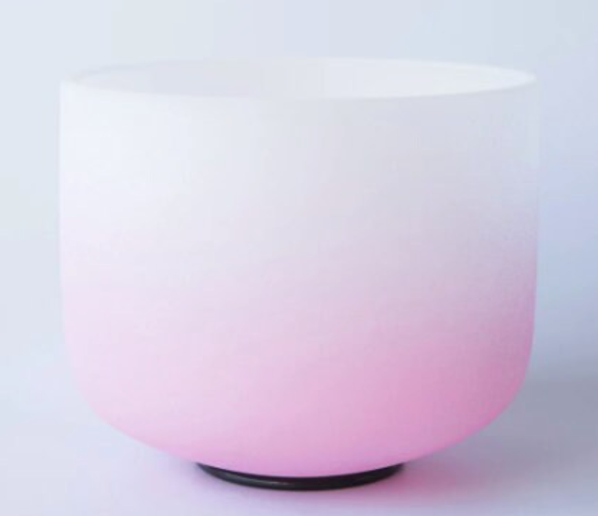 L1 - 8 Inch Half Pink Colour Frosted Quartz Crystal Singing Bowl