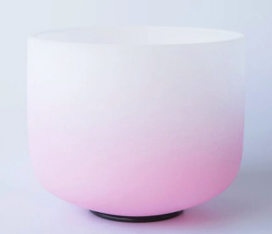 L1 - 8 Inch Half Pink Colour Frosted Quartz Crystal Singing Bowl