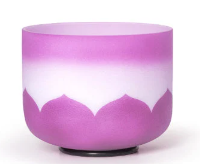 L20 - 10 inch B Note Lotus Flower Frosted Quartz Crystal Singing Bowl