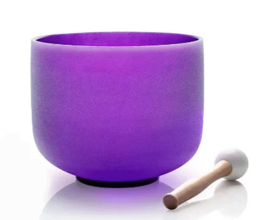 L39 - 10 inch Crown Chakra Purple Colour Frosted Quartz Crystal Singing Bowl B Note