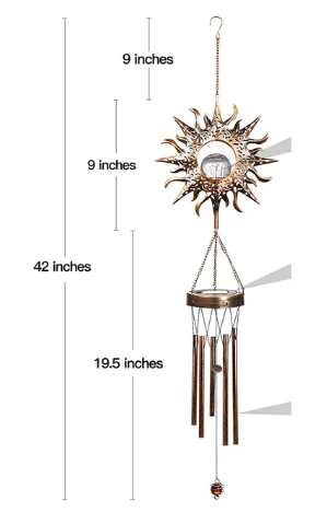 L115 - Outdoor Metal Wind Chimes Moon Sun Stars Wind Chime