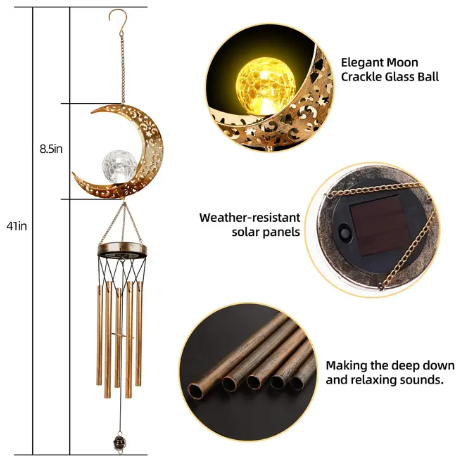 L115 - Outdoor Metal Wind Chimes Moon Sun Stars Wind Chime