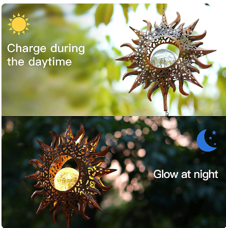 L115 - Outdoor Metal Wind Chimes Moon Sun Stars Wind Chime