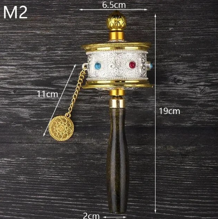 L121 -Tibetan Special Crafts Prayer Wheel Alloy Metal Hand Cranking Carving Crystal Decor Prayer Wheel Crafts Exquisite Buddhist Gift