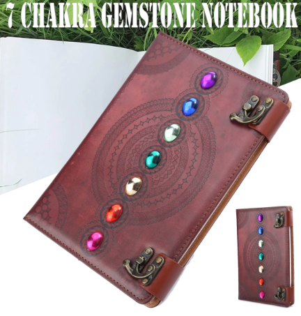 L124 -Weekly Planner Notebook Chakra Gemstone Leather Work Study Plan Notepad Journal Notebook Stationery