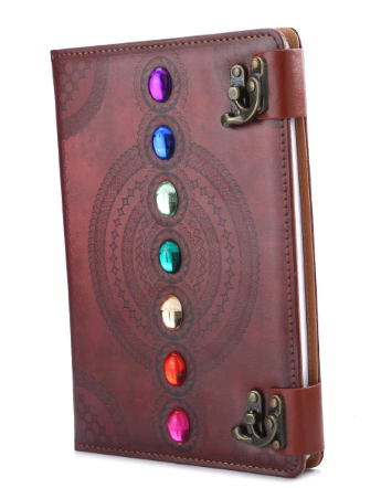 L124 -Weekly Planner Notebook Chakra Gemstone Leather Work Study Plan Notepad Journal Notebook Stationery