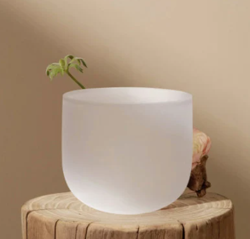 L99 - 7 Inch A# Note 432Hz  White Frosted Crystal Singing Bowl For Yoga Relaxed Sound Healing Instrument