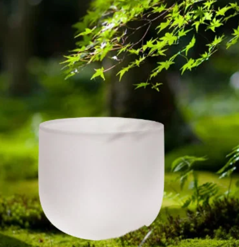 L99 - 7 Inch A# Note 432Hz  White Frosted Crystal Singing Bowl For Yoga Relaxed Sound Healing Instrument